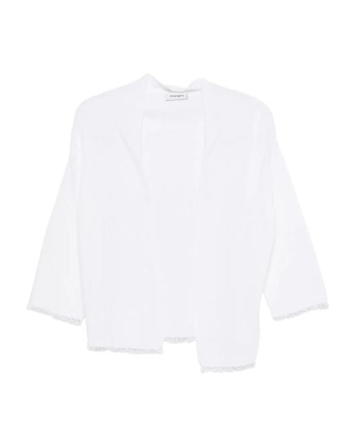 Kangra フレイドエッジ カーディガン White