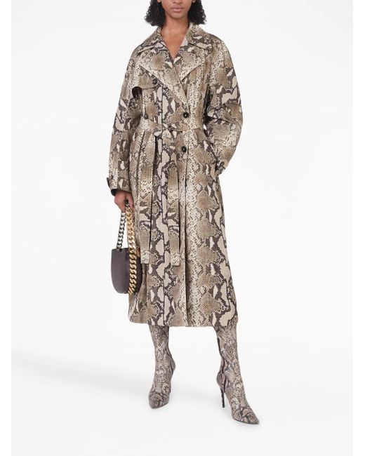 Stella McCartney Natural Python-Print Belted Trench