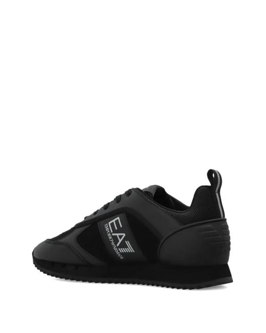 EA7 Black Logo-Print Lace-Up Trainers
