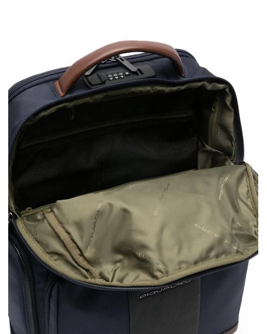 Piquadro Blue Fast-Check Laptop Backpack for men