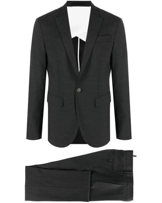 DSquared² Black Single-Breasted Wool-Blend Suit for men