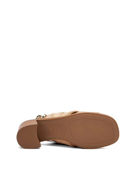 Frau Natural Herringbone-Effect Crossover-Strap Sandals