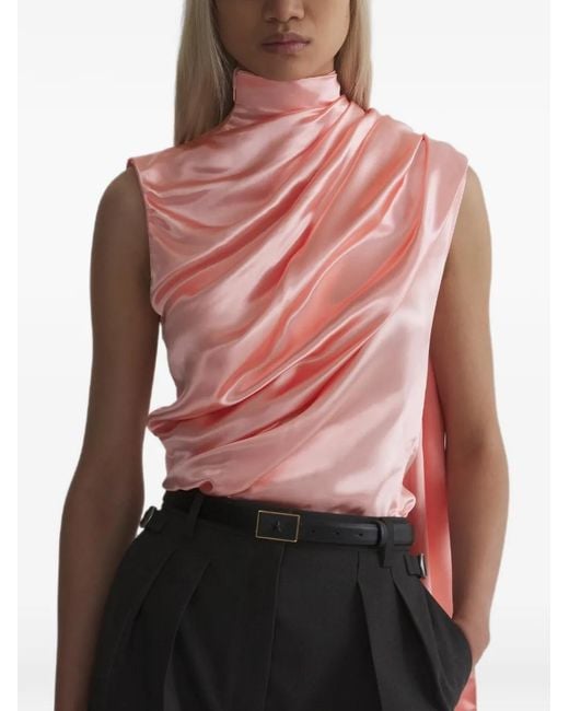 Mugler Red Scarf Sleeveless Top