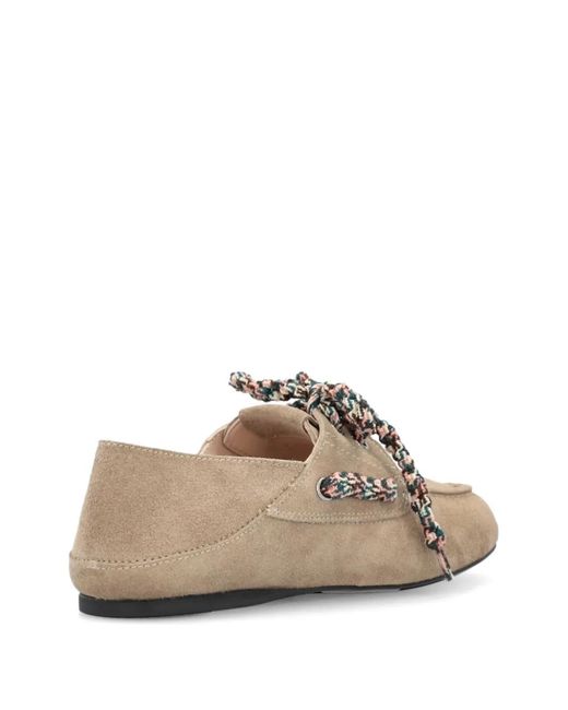 Pinko White Woven Lace-Up Loafers