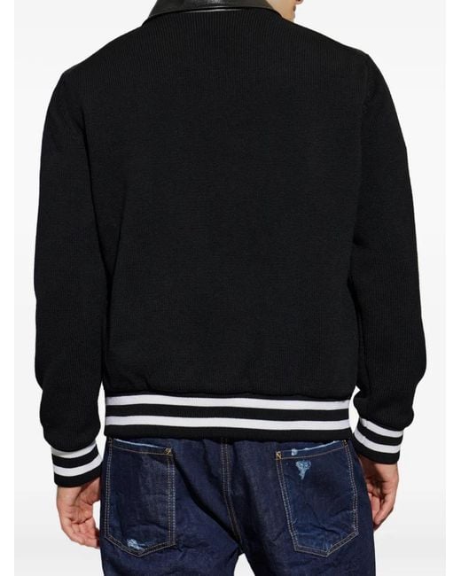 DSquared² Black Logo-Patch Panelled Bomber Jacket for men