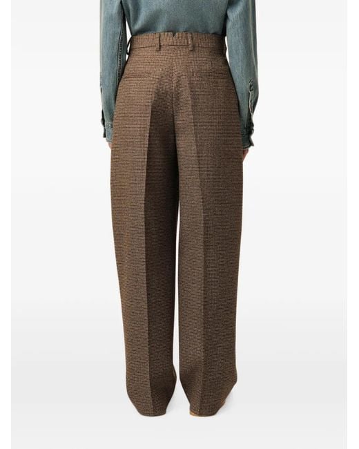 AMI Natural Houndstooth Balloon-Fit Wool Trousers