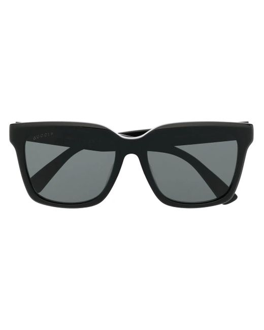 Gucci Black Square-Frame Logo Sunglasses