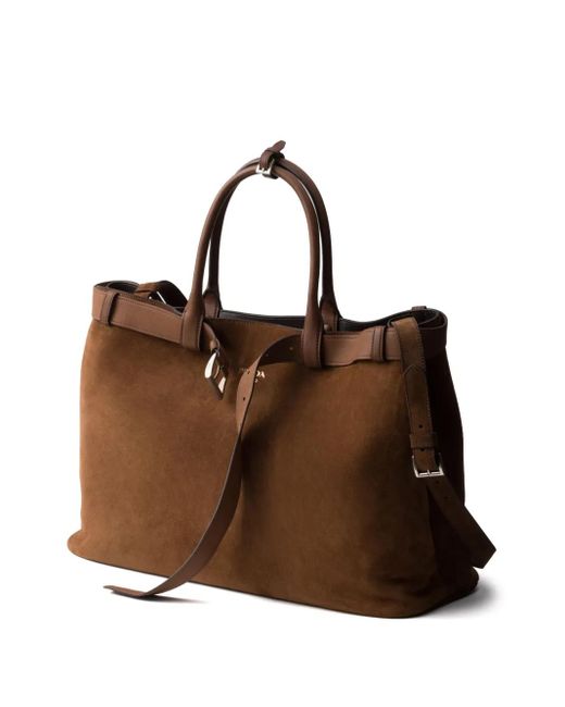 Prada Brown Medium Buckle Tote Bag for men