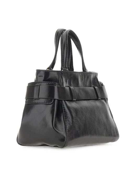 Gianni Chiarini Black Small Miranda Knotted Leather Tote Bag