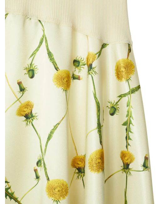 Burberry Yellow Dandelion-Print Asymmetric Skirt