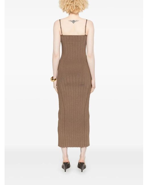 Jacquemus Brown La Robe Sierra À Bretelles Midi Dress