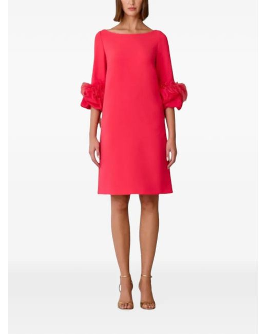 Charo Ruiz Red Feather-Trim Mini Dress