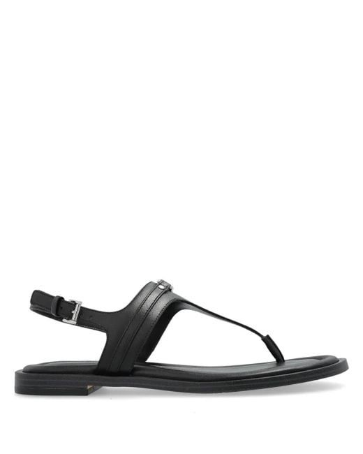 MICHAEL Michael Kors Black Logo-Plaque Sandals