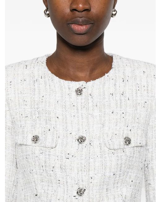 Tagliatore White Button-Up Tweed Jacket