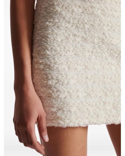 Balmain White Tweed-Minirock Mit Reißverschluss
