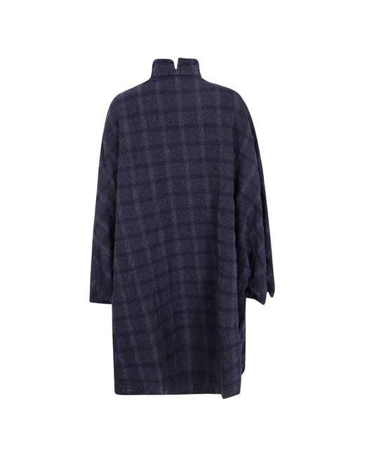 Daniela Gregis Blue Check-Pattern Single-Breasted Coat
