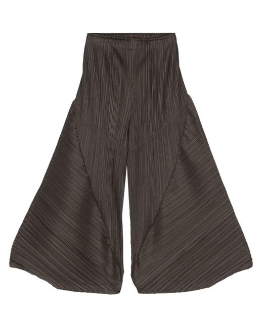 Pantalon évasé à effet plissé Pleats Please Issey Miyake en coloris Gray
