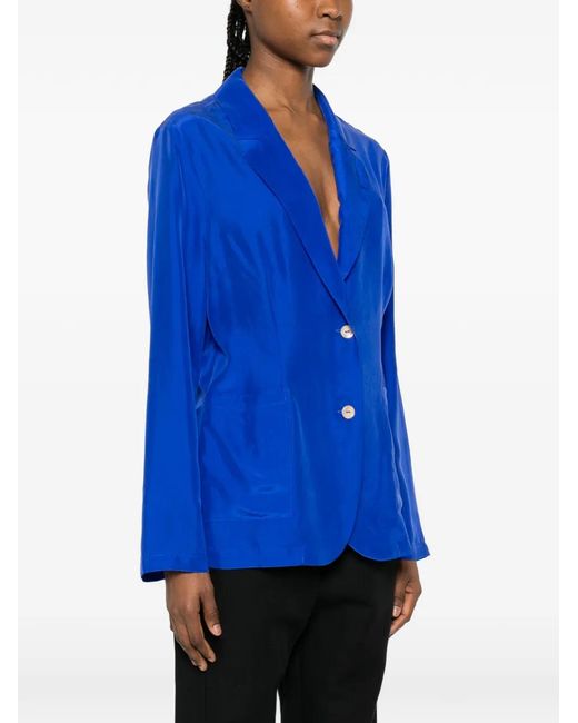 P.A.R.O.S.H. Blue Saxon Button Patch-Pocket Blazer