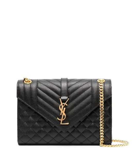Saint Laurent Black Medium Envelope Shoulder Bag