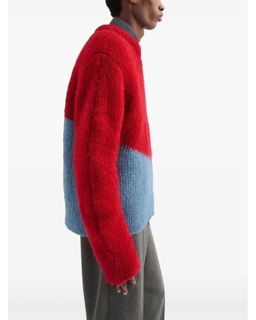 Jil Sander Red Colourblock Sweater for men