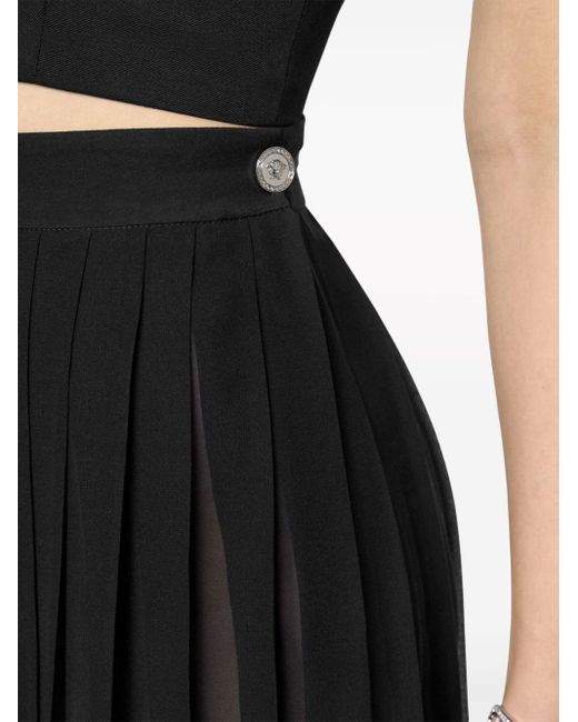 Versace Black Pleated Silk Mini Skirt