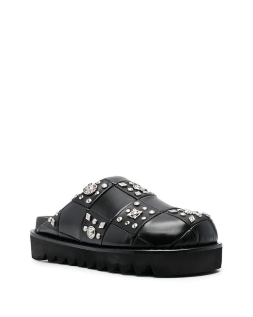 Toga Black Stud-Embellished Leather Clogs