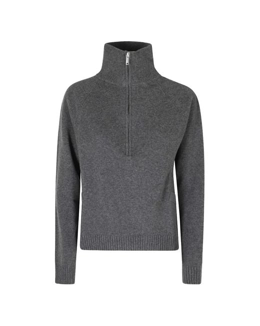 Semicouture Gray Meg Panelled Half-Zip Sweater