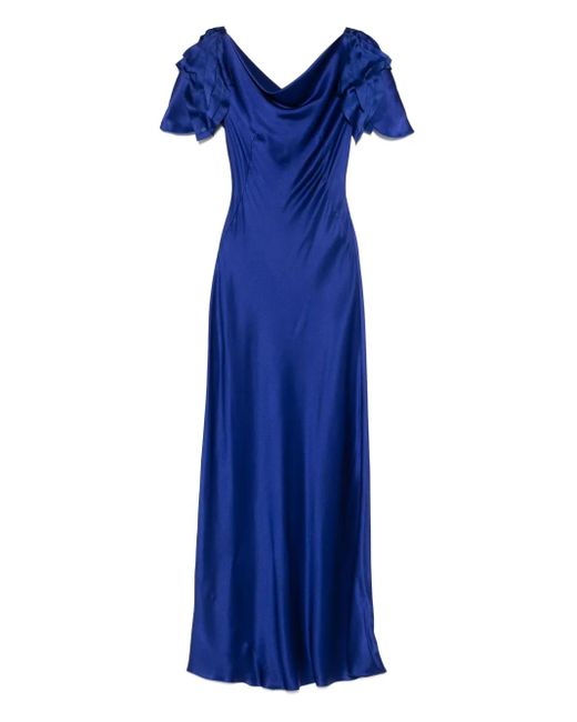 Alberta Ferretti Satijnen Maxi-Jurk in het Blue