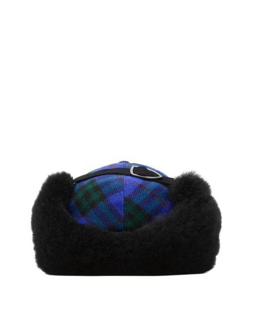 Burberry Blue Check Wool Trapper Cap for men