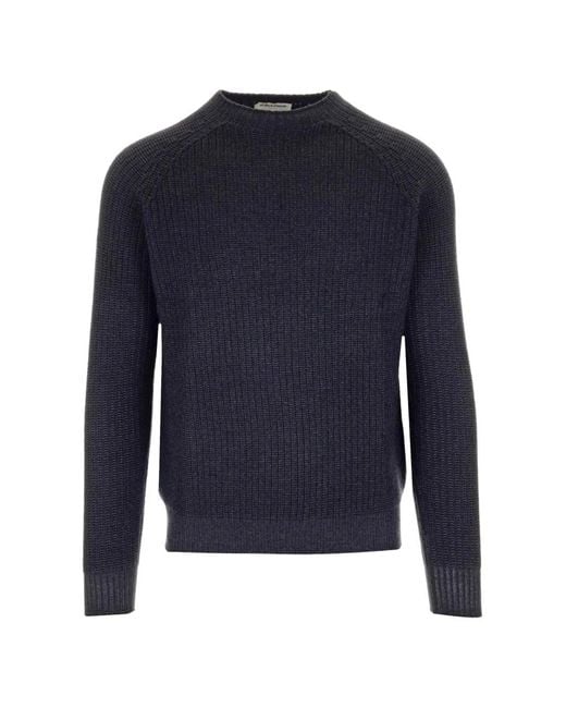 Al Duca D'aosta Blue Ribbed-Knit Wool Sweater for men