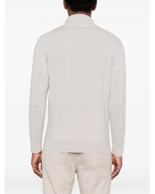 Eleventy White Roll-Neck Cashmere Sweater for men