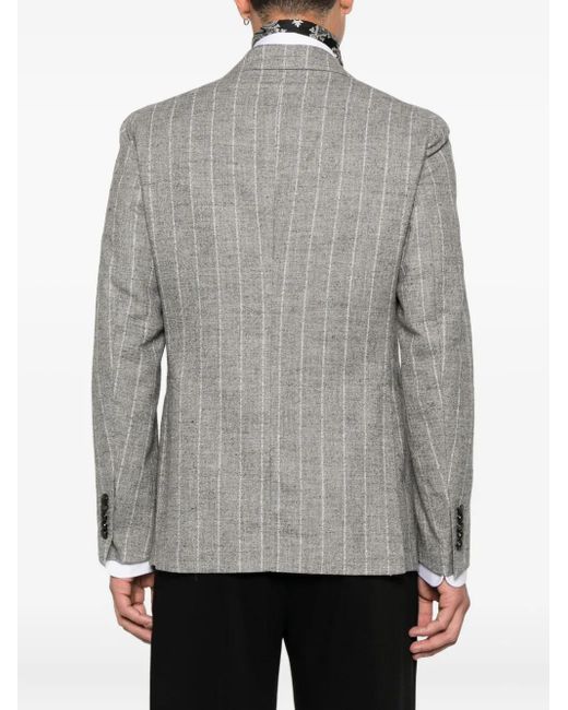 Tagliatore Gray Striped Double-Breasted Blazer for men