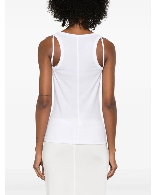 Helmut Lang White Strap Racer Tank Top