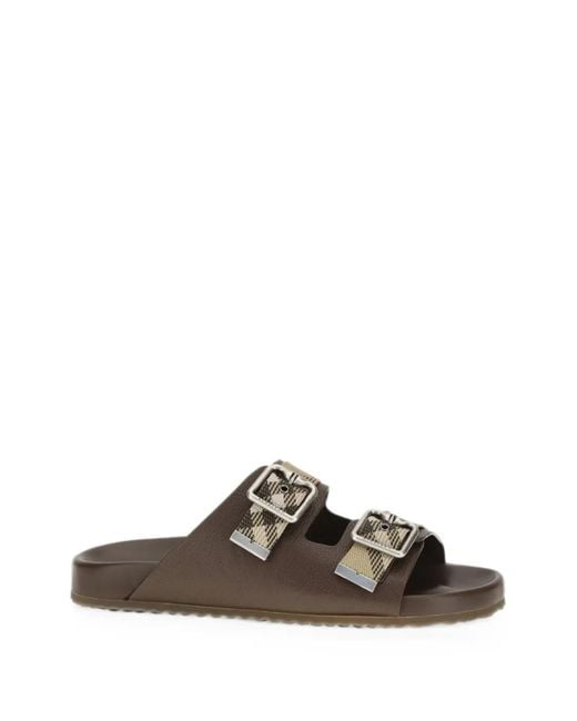 Burberry Brown Urchin Buckle-Strap Sandals for men