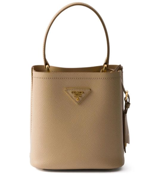 Prada Natural Panier Mini Saffiano Leather Bag