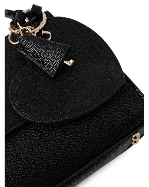 Guess Black Isabel Logo-Plaque Heart-Charm Shoulder Bag