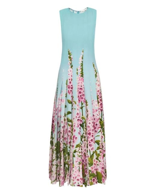 Oscar de la Renta White Foxglove Chiffon Dress