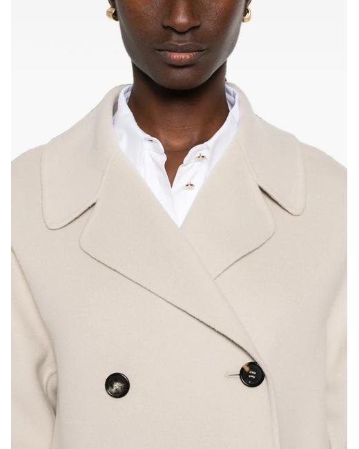 Max Mara White Magnolia Double-Breasted Coat