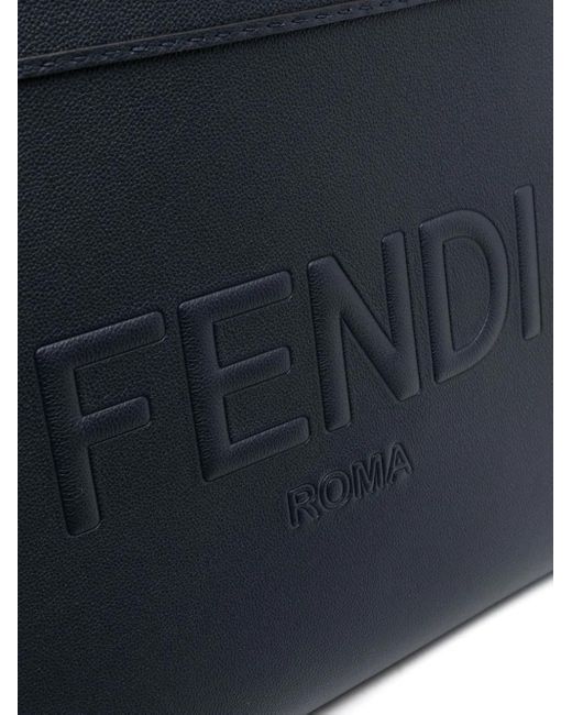 Fendi Blue Medium Go To Leather Tote Bag for men