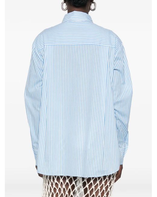 Frankie Shop Blue Peri Vertical-Stripe Shirt