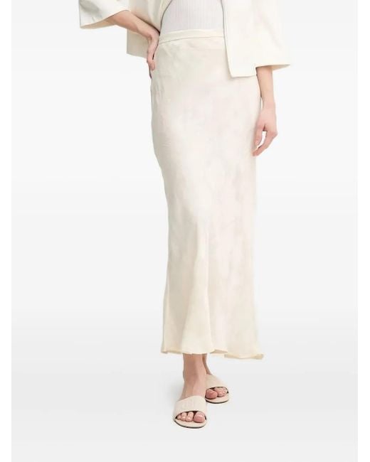 INTROPIA White Embossed Satin Maxi Skirt