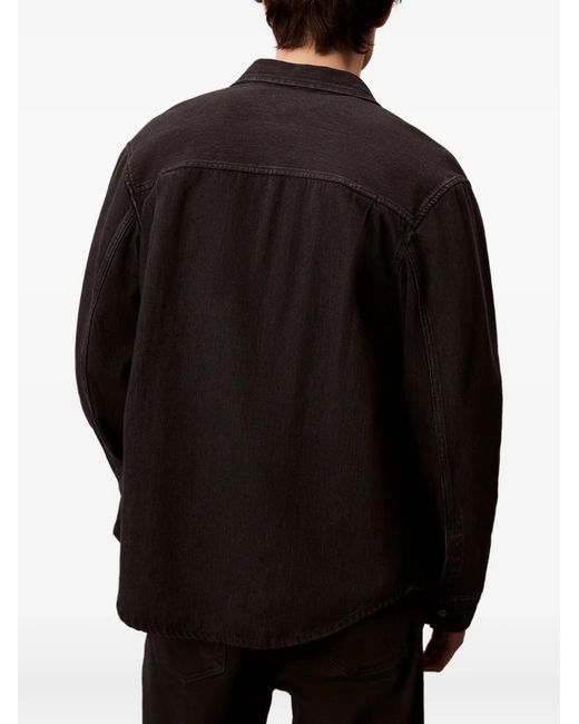 Calvin Klein Black Pocket Long-Sleeve Denim Shirt for men