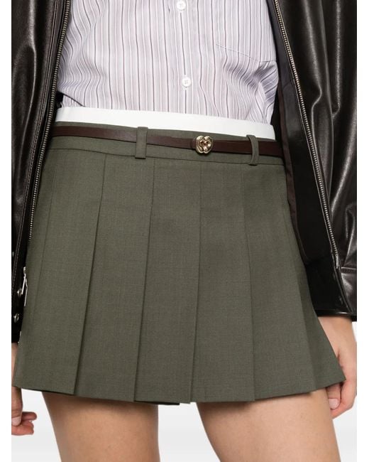 Maje Gray Pleated Belted Shorts