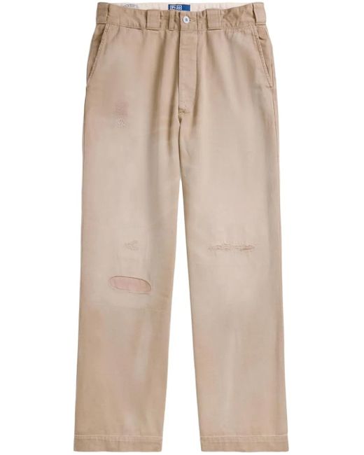 Polo Ralph Lauren Natural Distressed Straight-Leg Trousers for men