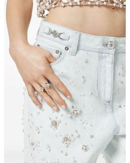 Versace White Gerade Jeans mit Verzierung