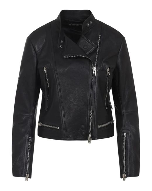 Giacca Di Pelle Con Zip di Tom Ford in Black