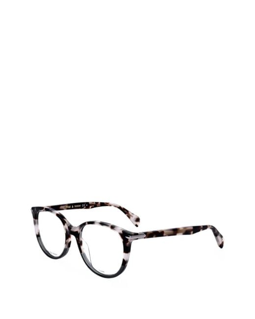 Rag & Bone White Tortoiseshell-Effect Round-Frame Glasses