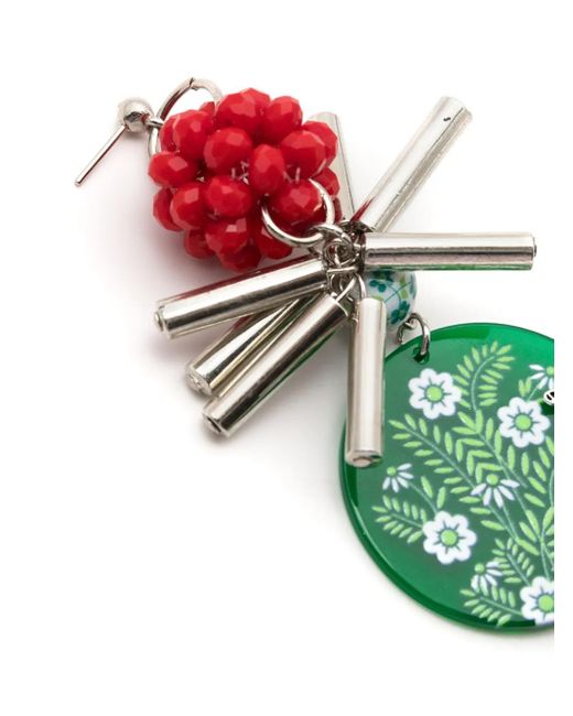 Amir Slama Green Charm-Appliqué Drop Earrings