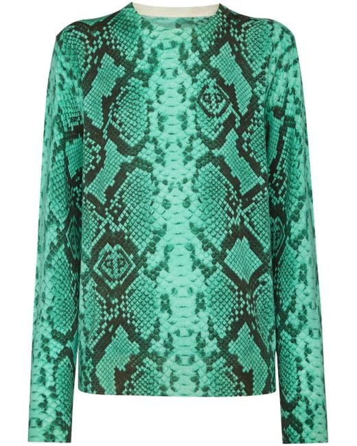 Philipp Plein Green Pitone Cashmere Sweater