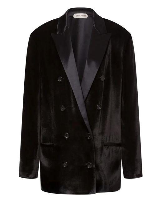 Blazer En Satin À Boutonnière Croisée Alberta Ferretti en coloris Black